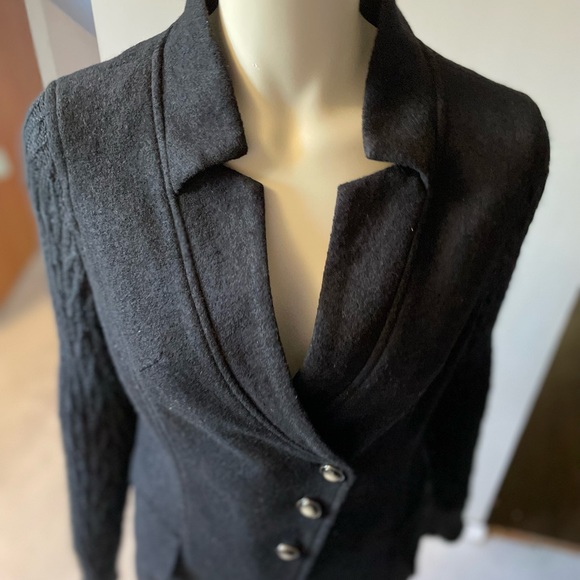Max Mara Asymmetrical Black Wool Blazer - Sz Large - Picture 6 of 10